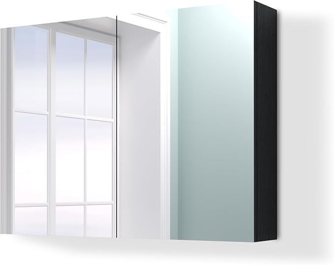 24x32 inch Bathroom Wall Cabinet, Saver Storage Cabinet, Medicine Cabinet with 2 Door and Adjustable Shelves, Black（Assembly Required）
