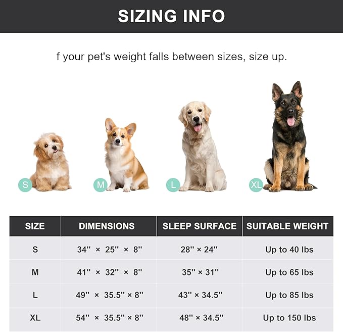 Cooling Elevated Dog Bed with Non-Slip Floor Protectors & Breathable Mesh, Raised Indoor & Outdoor Dog Cot Hammock, 41" L x 26" W x 8" Th, Medium, Grey