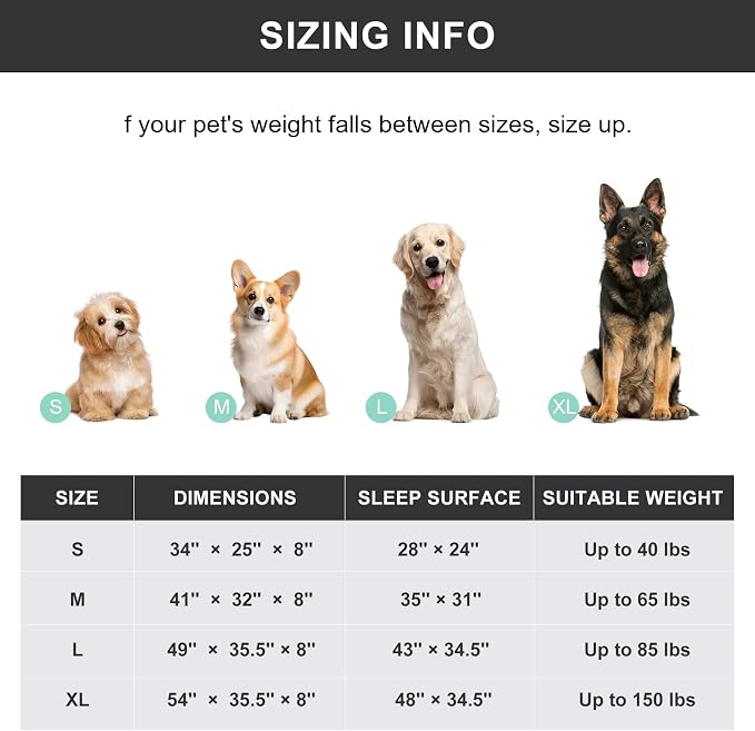 50" Lx32 Wx8 H Cooling Elevated Dog Bed for Large Dogs with Non-Slip Floor Protectors & Breathable Mesh, Raised Indoor & Outdoor Dog Cot Pet Hammock, Grey