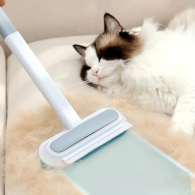 Pet Hair Remover,4-in-1 Reusable Dog & Cat Hair Removal Tool, Extra Long Handle (23.4"), 1-Pack, No-Bend Lint Brush for Furniture, Couch, Carpet, Car Seats & Window Screens