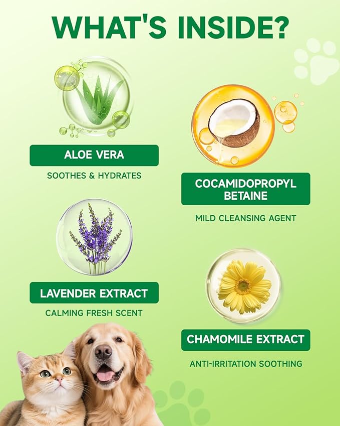 Eagou Diary Dog Ear Cleaner Solution - Cat Dog Ear Infection Treatment, Removes Debris, Wax, Odor, Itch Relief - Pet Ear Wash, Flush and Care with Aloe, Lavender, Chamomile, Ear Drops for Dogs Cats