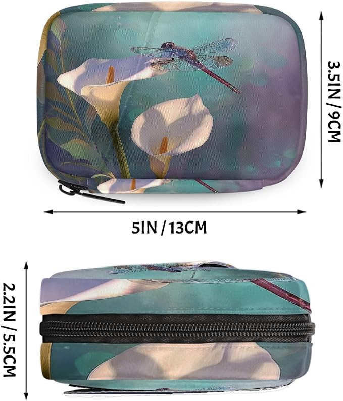Travel Pill Organizer Art Dragonfly Floral Small Pill Case