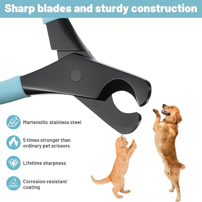 Dog & Cat Nail Clippers – Professional Stainless Steel Pet Nail Trimmer, Sharp & Splinter-Free Blades, Ergonomic Non-Slip Handle for Safe Easy Trimming at Home