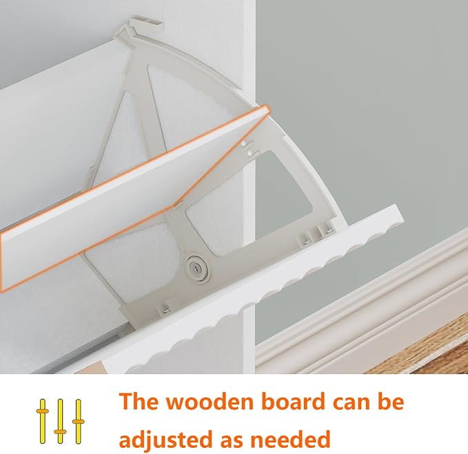 Shoe Cabinet Storage,Modern Freestanding Organizer with 3 Flip Drawers,Narrow Shoe Rack Cabinet for Entryway,White