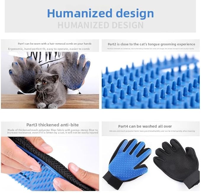 Pet Grooming Glove for Right Hand - Enhanced Deshedding Brush and Massage Mitt for Dogs, Cats and Horses - Gentle Hair Remover for Long and Short Fur - Perfect for Bathing and Shedding