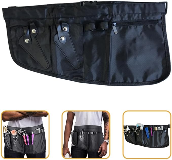 OSALADI Hairdresser Waist Bag Canvas Black Scissor Storage Pouch | Barber Tool Organizer, Shockproof Waterproof Build, Roomy Compartments for Combs and Clips