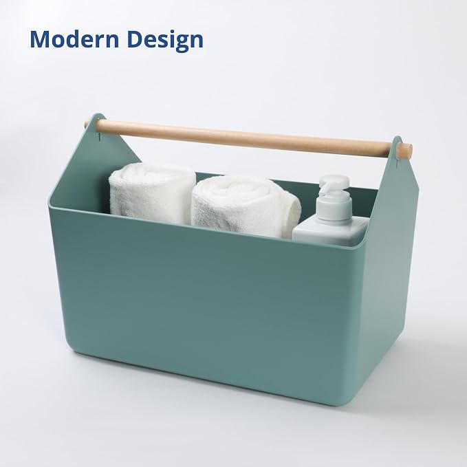 BLUE GINKGO Storage Basket, Large 10.5L, Green, Made in Korea | Portable. Spacious Storage Bin. Everyday Organization.