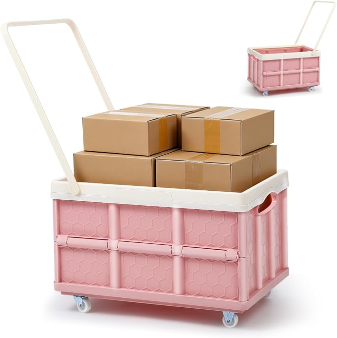 30L Collapsible Storage Bins with Lids: Storage Tote With Wheels Folding Plastic Stackable Utility Crates Plastic Tote Storage Box Container Stackable Folding Utility Crates for Clothes,Books