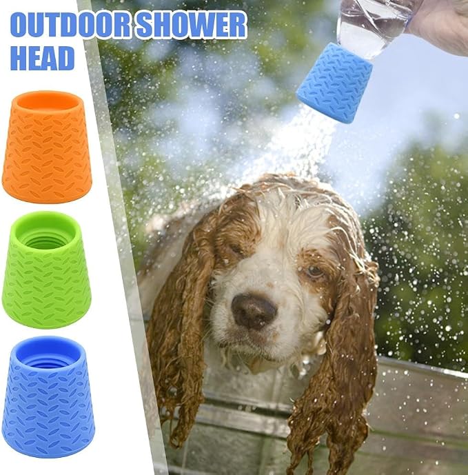 Outdoor Shower for Dogs, Portable Silicone Pet Rinse Sprayer for Water Bottles, Gentle Multi-Hole Outdoor Dog Wash Tool for Camping, Hiking, Beach & Travel, Lightweight Paw (Green)