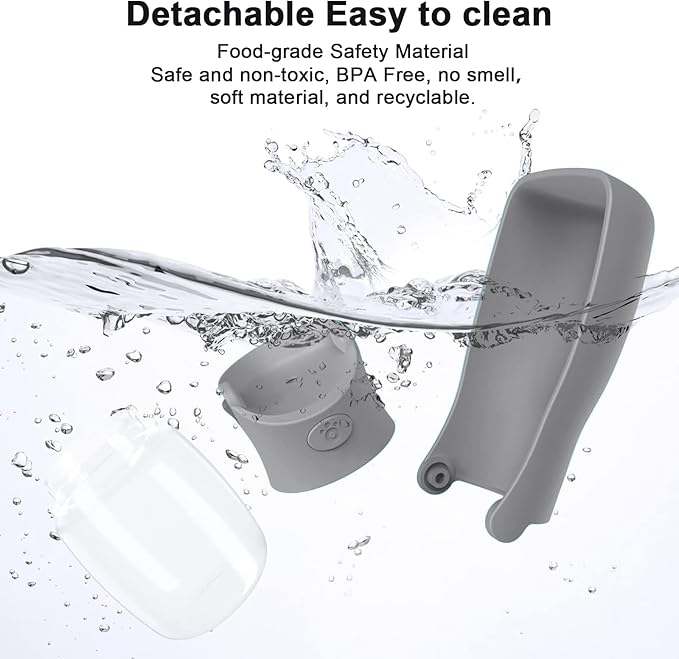 Portable Dog Water Bottle for Walking – 19oz / 12oz Foldable Pet Water Dispenser for Puppies, Medium & Large Dogs – Leak Proof Travel Water Bowl for Small Animals Dog Accessories (12OZ Grey)