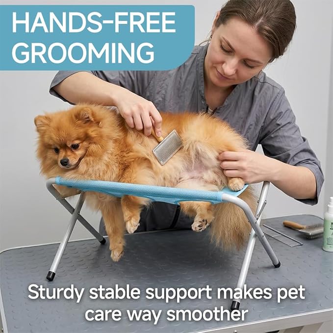 Foldable Pet Bathing Stand - Grooming Pet Bath Stand with Quick Surface and Strap, Pets Bathing Hammock Holds 44 Lbs, Mesh Bath Station for Bathings Nail Trimming for Pets (Pink)