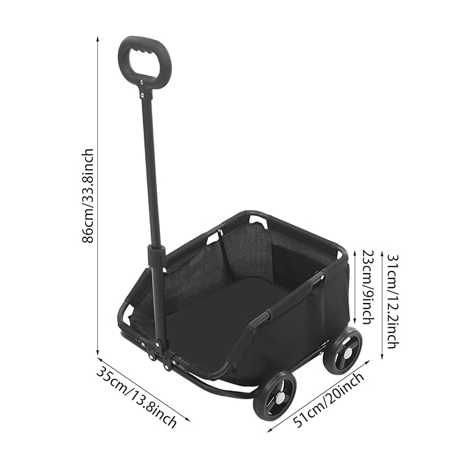 Mini Dog Strollers, 4 Wheel Foldable Dog Stroller, Portable Pet Carrier Dog Cart w/Side Storage Pocket Adjustable & 360° Rotatable Pull Rod for Small Pets Travel Shopping Walking (Black)