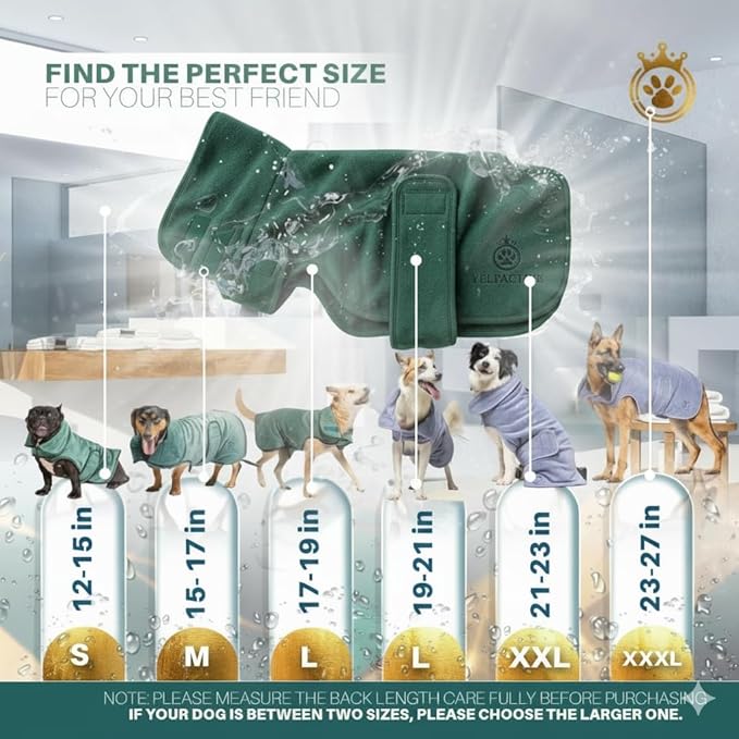 |FELPACTIVE® Premium Dog Drying Robe | Sizes S - XXXL | Quick-Drying Super Absorbent Double-Layer Microfiber | Soft & Snug Fit | Includes Luxury Gift Box + EBOOK | Dog Bath Robe, Pet Warming Bathrobe