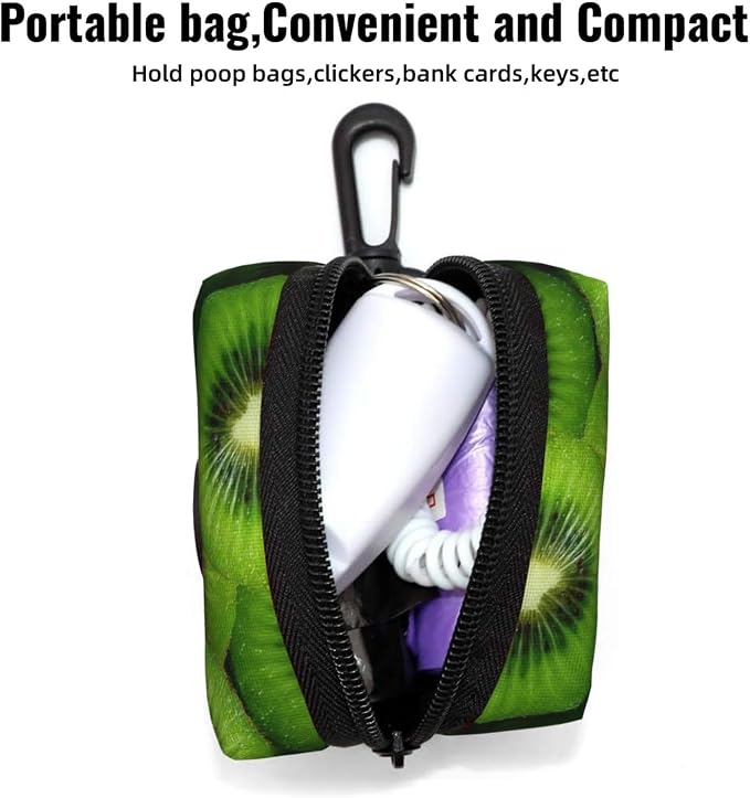 Kiwi Slices Pet Waste Bag Dispenser 0.2L | Portable Dog Poop Holder Waste Bag With Zipper Park Doggy Walking Accessory