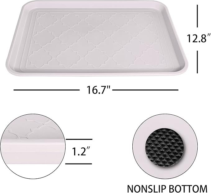 WATANIYA PET Boot Tray and Multi-Purpose Mat, 2 Packs in 16.7"x12.8", Waterproof, Raised Edge for Boots, Shoes and Pets Indoor/Outdoor
