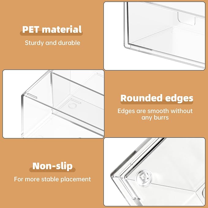 Stackable Medicine Cabinet Makeup Organizer for Bathroom, 2 Pack | Top-Opening and Drawer Design, Clear Access, Dustproof, Non-Slip & Place Stably, Holds Lipstick & Cotton Swab