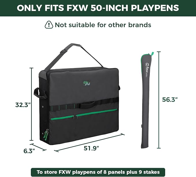 FXW Dog Playpen Storage Bag, Designed for RV Trips, Black, 1 Pack | Fits FXW Pens Only(50" H 8 Panels & 9 Stakes), Comfortable Carry, Neat Storage, Wear-Resistant, Patented