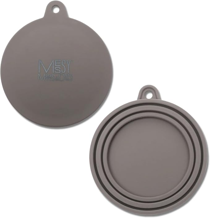 Messy Mutts Silicone Universal Can Cover, Fits 3 Can Sizes, Grey | Reusable Silicone Pet Food Can Cover, Fits Small, Medium, And Large Cans, Airtight And Dishwasher Safe