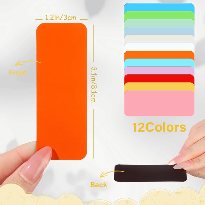 Ctosree 240 Pcs Dry Erase Magnetic Labels 3.2'' x 1.2" Reusable Magnetic Name Tags Blank Name Magnets Colorful Tag Stickers Strips for Whiteboard Locker School Office(Bright Color)