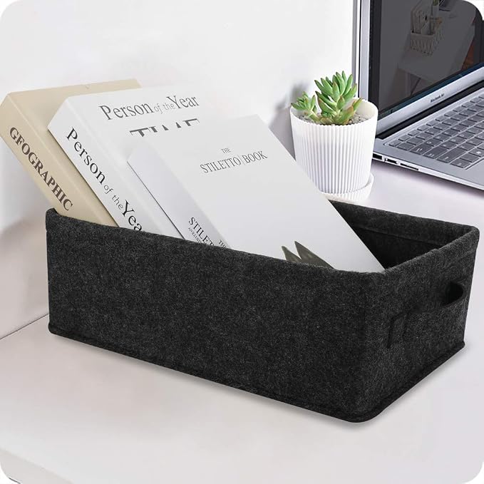 Short Storage Baskets Small Rectangle Basket Storage Bins Organizer for Candles Controls Remotes DVDs Board Games Seasonal Items Keepsakes Storage Basket