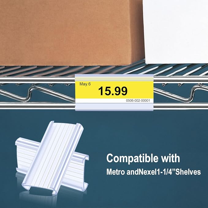 30Pcs Wire Shelf Label Holders,Plastic Wire Rack Label Holder,Compatible with Metro 1-1/4in Shelves,Label Area 3in Lx1.25in H (Label Paper Insert Included) (Pack of 2)