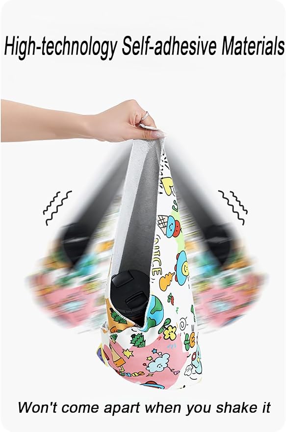Self-Adhesive Magic Cloth Makeup Bag, Multi-Functional Cosmetic Bag, Portable Make up Wrap for Travel, Open Lay Flat Cosmetic Pouch Storage Organizer for Skincare & Makeup Accessories (Happy, 55*55cm)