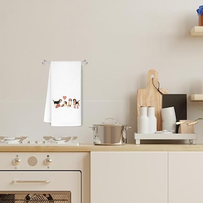 Jvpke Beagle Valentines Day Gifts for Her Him Kids, Beagle Valentines Day Decorations Hand Towel for Kitchen Bathroom, 16x24 in