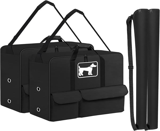 SIRUITON 2PcsThick 600D Dog Playpen Storage Bag Fits 40"H 8 Panels 9 Stakes | Suitable for Foldable Exercise Pet Playpen, Dog Fence Travel Bag with Reinforced Double Handles & Two external pockets.