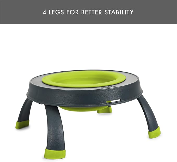 Dexas Pets Elevated Pet Feeder, Large, 4 Cup Capacity, Green, Raised Pet Food and Water Bowl