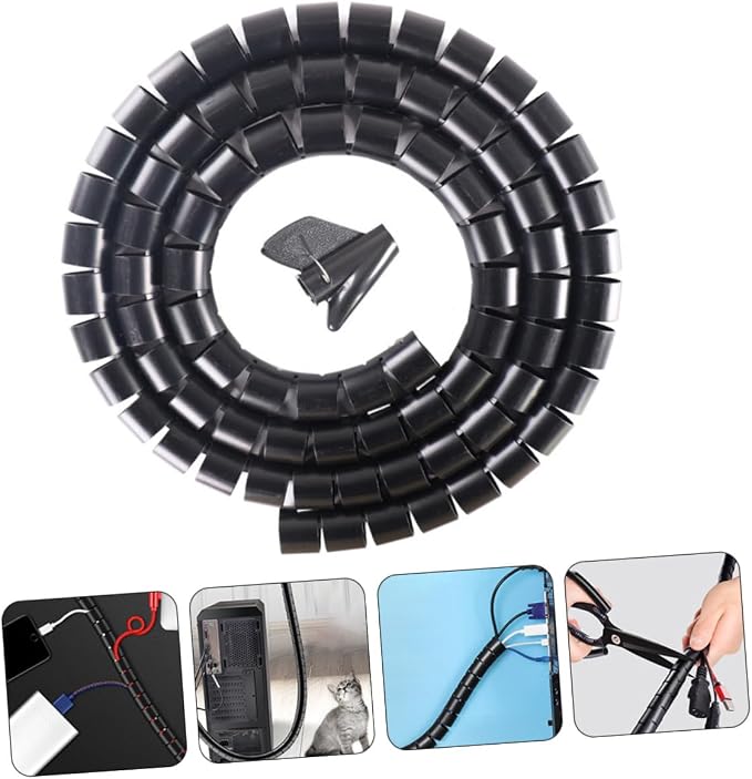 Cable Management Sleeve Spiral Wire Holder Wire Wrap Cord Organizer Black Cable Organizer for Pet