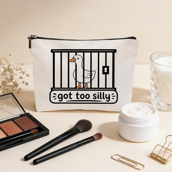 Funny Goose Makeup Bag, Goose Lovers Gifts Cosmetic Bag Makeup Pouch | Silly Geese Travel Toiletry Bags Got Too Silly Gifts for Women Girls Friend Bestie Sisters Christmas Birthday Graduation Gift