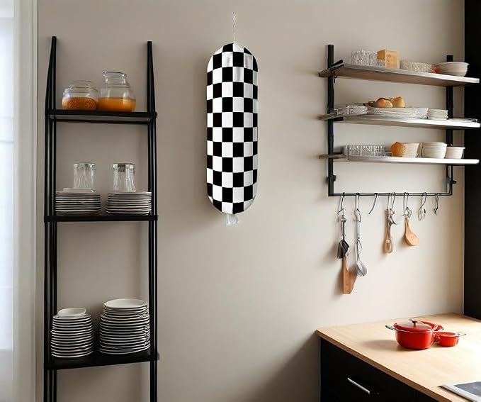 Plastic Bag Holder, Wall Mount Plastic Bag Organizer Dispenser Organizer for Home Kitchen(Check)