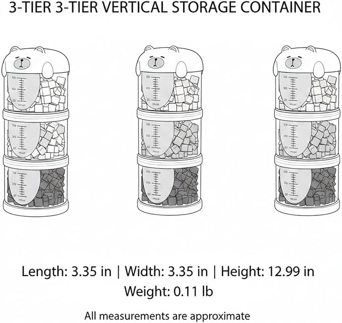 3-Tier Vertical Storage Container, Compact Yellow PP Plastic Organizer for Pet Food & Small Items, Portable Travel Dispenser