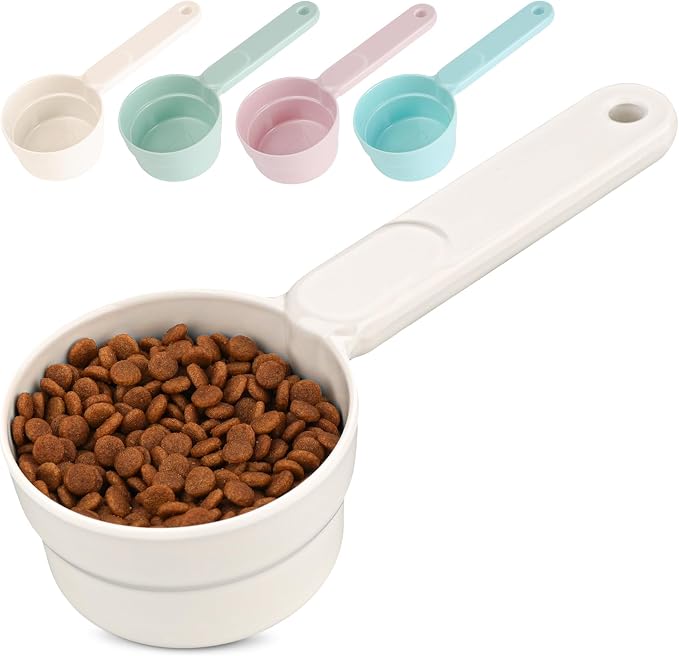 ComSaf Dog Food Scoop 1 Cup Size, Pet Food Measuring Cup for Dogs and Cats | Pet Food Scooper, One-Cup Portion Measure, Long Handle, Dry Kibble, For Feed Storage Bins, Dishwasher Safe