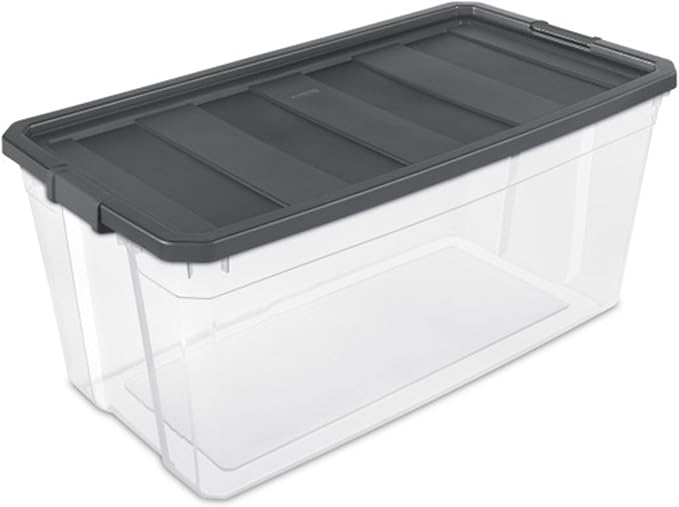 Sterilite Modular Stacker Box with Latching Lid, 200 Quart, 3-Pack | Clear Plastic Storage Bins - Stackable Organizing Container Boxes for Closet, Bathroom, and Office