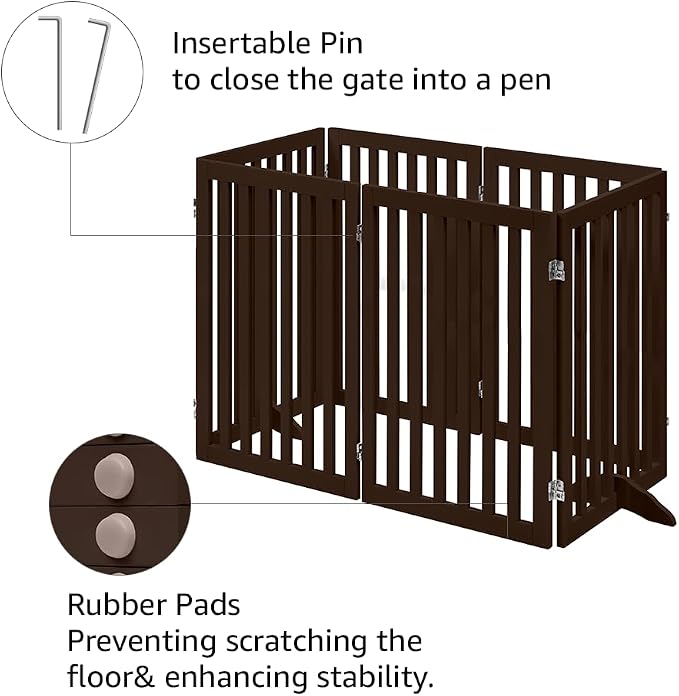 unipaws 120" Extra Wide Pet Gate and Pet Playpen Combination for Dog Cat | 36” Height Free Standing Dog Gate for Doorways, Stairs, Foldable Puppy & Room Divider, Indoor Use