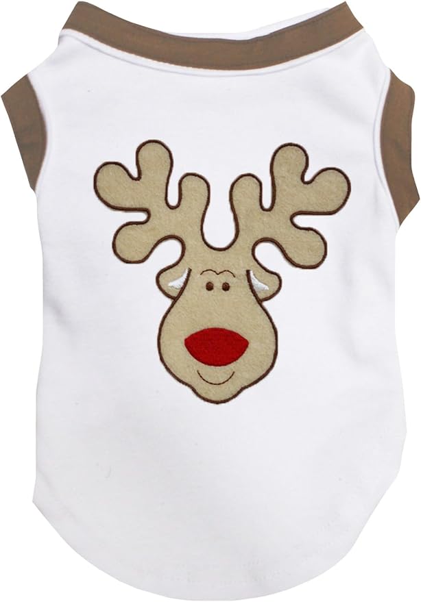 Petitebella Reindeer Face Puppy Dog Shirt White/Brown Cotton X-Large