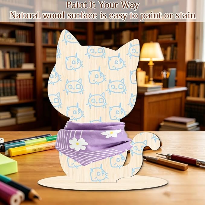 Cat Display Stand for Clothing Scarfs Bandana 11.8 x 8.7 x 0.2 Inch Cat Mannequin Display Wooden Pet Silhouette Stand for Pet Stores Shops Window Show Photography Prop Home Decorations