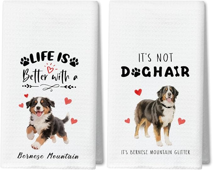 WwongxianB Bernese Mountain Dog Kitchen Towels Decorative Set of 2, Funny Tea Towel Hand Towels Highly Absorbent Dish Cloths 16x24 Inches, Bathroom Decor, Bernese Mountain Dog Lovers Gifts -04
