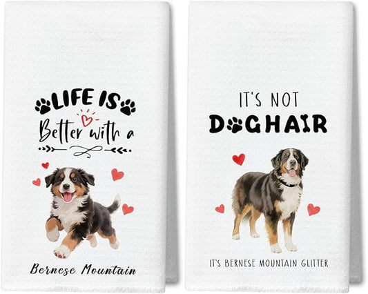 WwongxianB Bernese Mountain Dog Kitchen Towels Decorative Set of 2, Funny Tea Towel Hand Towels Highly Absorbent Dish Cloths 16x24 Inches, Bathroom Decor, Bernese Mountain Dog Lovers Gifts -04