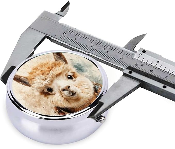 Cute Alpaca Animal Pet Fabric Portable Pill Organizer | 3 Compartment, With Mirror, For Men Women, For Daily Supplements, Vitamins, Fish Oil, Jewelry, Candy, Travel