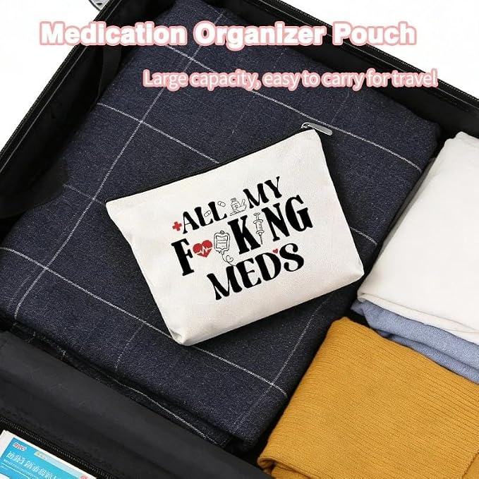 Medicine Storage Organizer Pouch Bag Travel Medication Bag Funny Pharmacist Gifts Physician Assistant Make Up Bags Family Nurse Practitioner Day Gifts for Women Men Cosmetic and Pill Bags Doctor Pouch