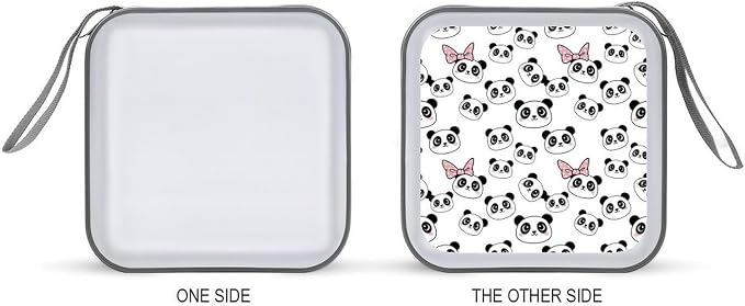 Portable CD Holder Case with Strap Pandas Animal, 40-Capacity Hard Plastic Storage Binder, Protective Wallet for Car Office Travel