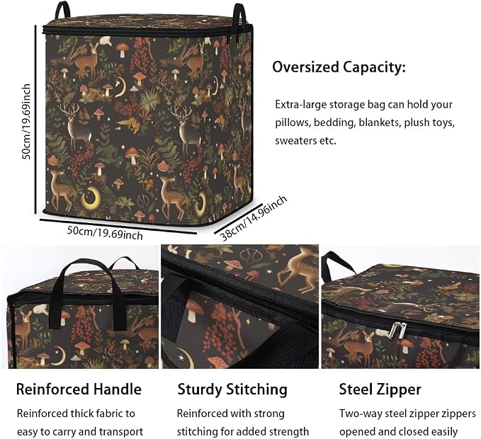 2pcs blanket storage bag for under bed,closet organizers 95L | clothing sweater sheet bedding comforter duvet quilt pillow toy storage bags with lids,dorm room essentials for containers