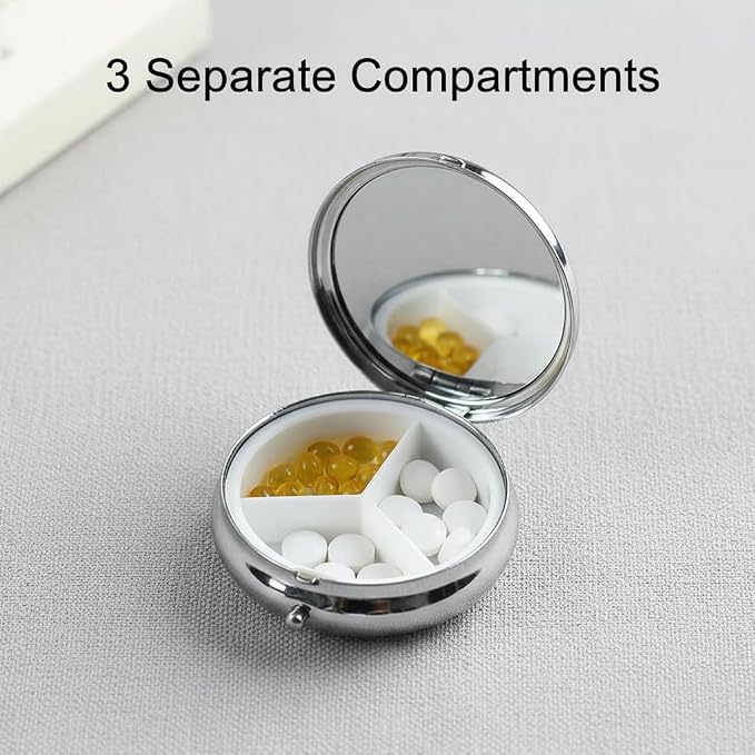 Pug Dog Small Box for Pill,3 Compartment Pill Case Travel Medicine,Portable Pocket or Purse Pill Organizer Container Holder Hold Vitamins, Medication, Fish Oil Supplements