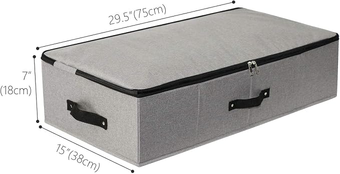 AMJ Under Bed Clothes Organizer Large Storage Bins with Durable Fabric, 4 Reinforced Handle, for Clothing, Shoes, Blankets, Sweaters, Toys, Dark Grey, 2 Pack