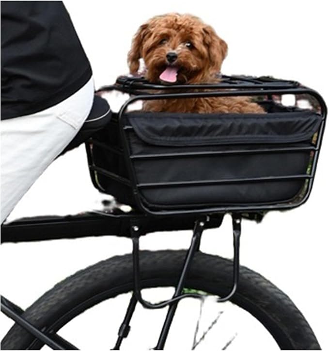 Dog Bike Carrier Rear Basket for Small Dogs & Cats, Duty Carbon Steel Rear | Easy Install Pet Cargo Carrier Fits Most Bikes & E-Bikes for Shopping, Picnic & Daily Commute