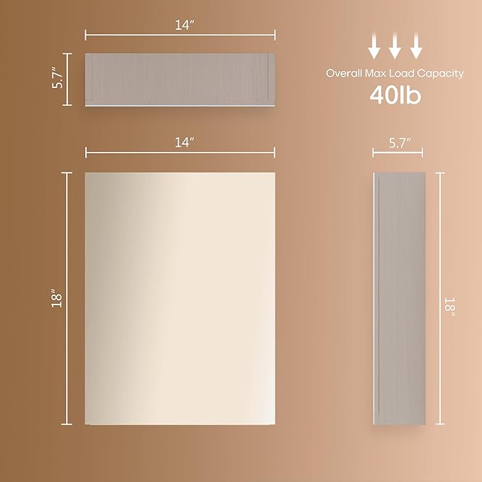 18x14 inch Bathroom Wall Cabinet, Saver Storage Cabinet, Medicine Cabinet with 1 Door and Adjustable Shelves, Grey（Assembly Required）