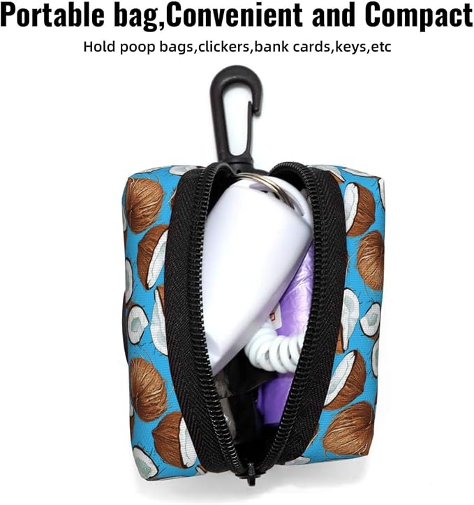 Coconut Pet Waste Bag Dispenser 0.2L | Portable Dog Poop Holder Waste Bag With Zipper Park Doggy Walking Accessory