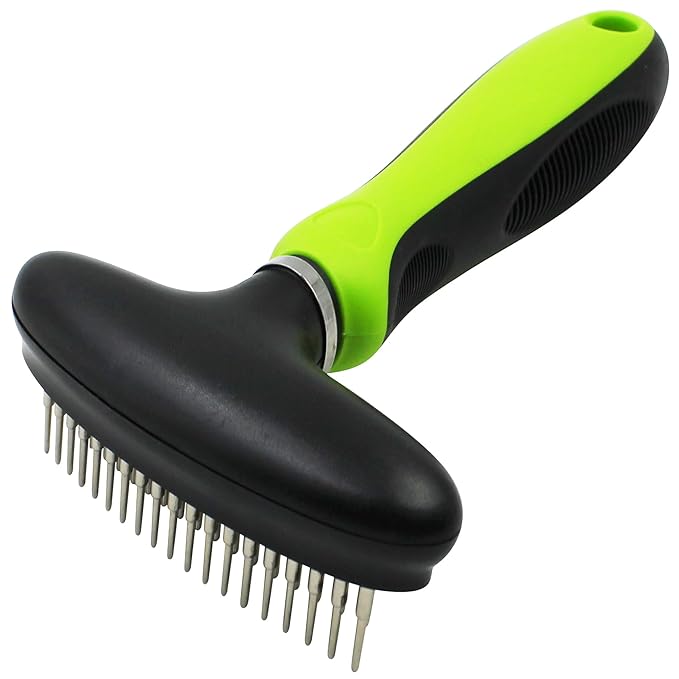 Pet Life ® Flex Series Dual-Row Grooming Rake Cat and Dog Pet Comb